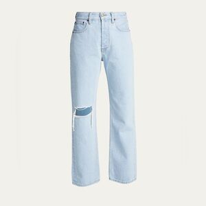 Still Here Worn-In Childhood Distressed Denim Jeans in Light Blue Wash